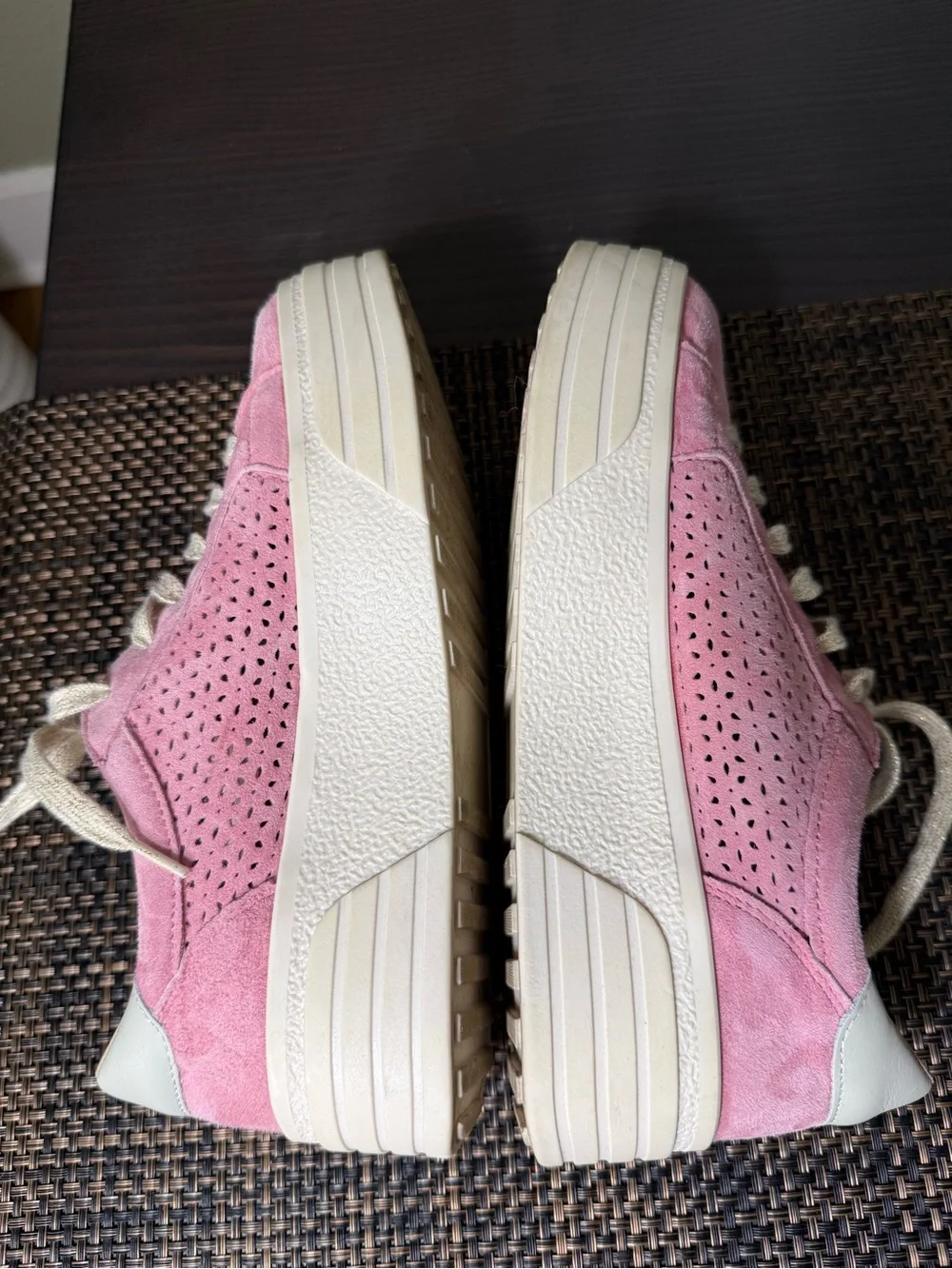 Bos. & Co. Pink Suede Platform Sneaker with Cream Sole